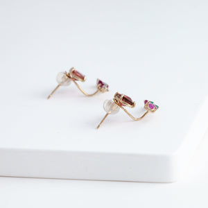 Rich Fairy pink tourmaline and mixed precious stones earrings