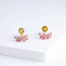 Load image into Gallery viewer, Fairy lemon quartz and pink sapphire earrings
