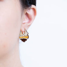Load image into Gallery viewer, Crest sepia landscape agate Lotus earrings
