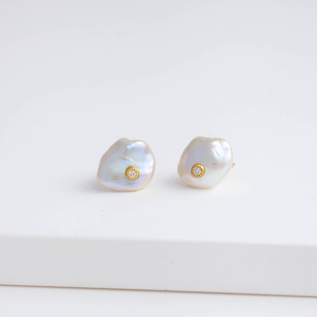 Small petal studs with diamonds