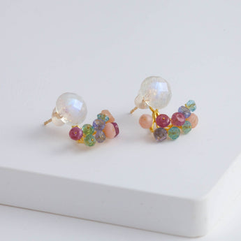 Fairy blue moonstone and mixed stone earrings B