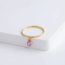 Load image into Gallery viewer, Swinging pear pink sapphire ring
