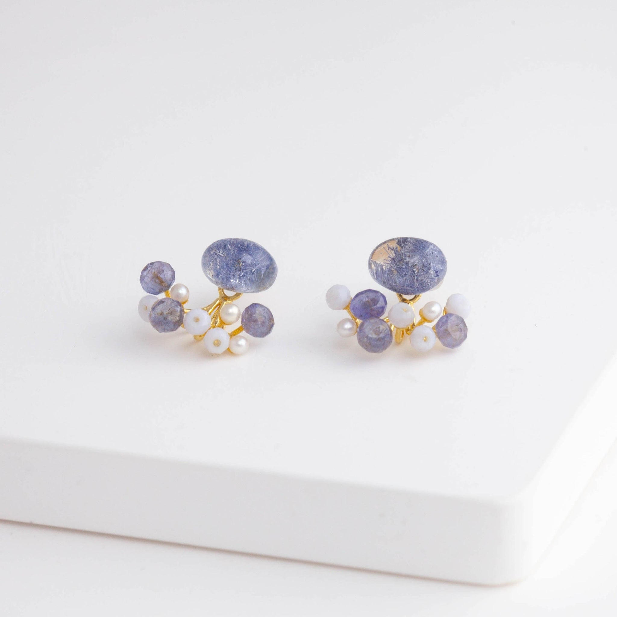 Fairy dumortierite in quartz and mixed stone earrings [Limited Edition –  Kolekto