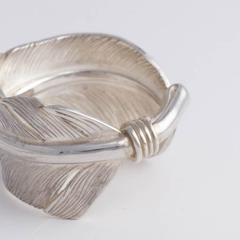 Silver large feather ring