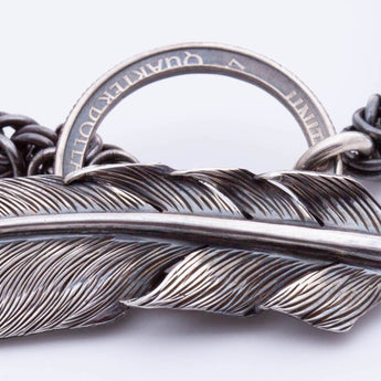 Large feather Byzantine chain bracelet
