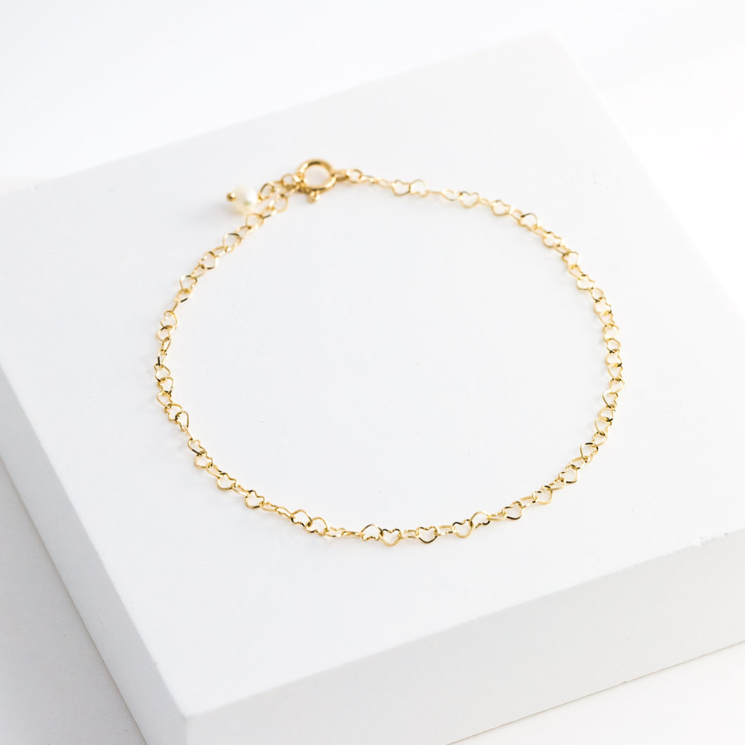 Heart chain bracelet (yellow gold) - Kolekto 