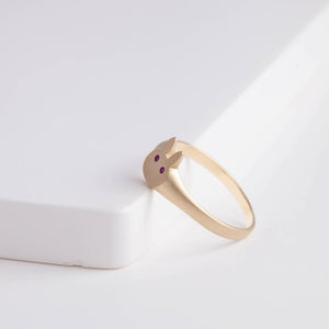 Ruby bunny signet ring