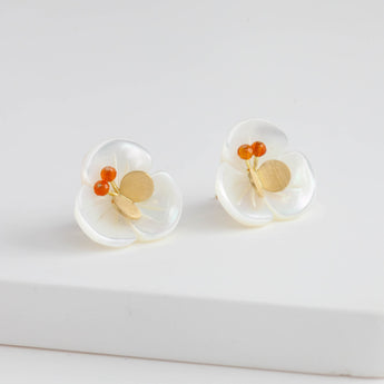 Plum flower carnelian butterfly earrings