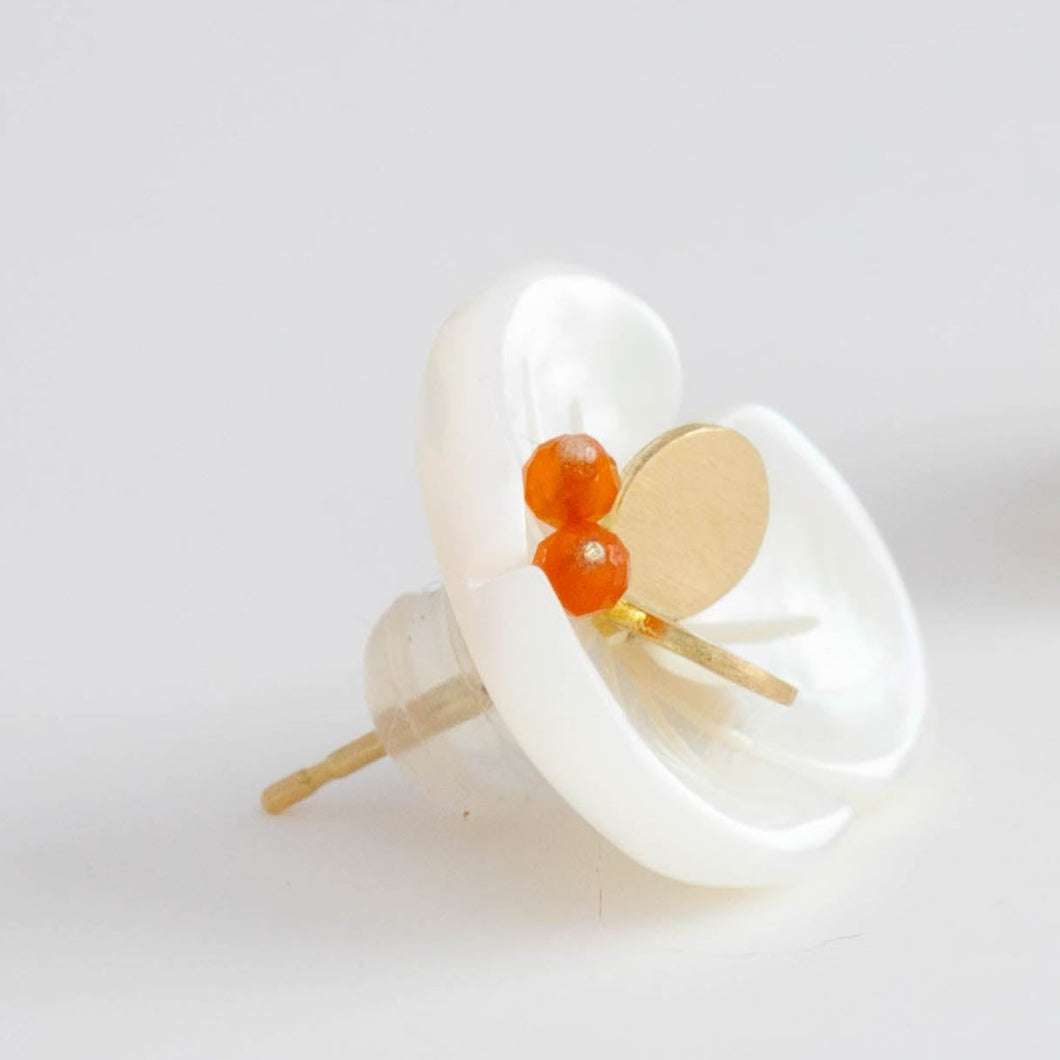 Plum flower carnelian butterfly earrings