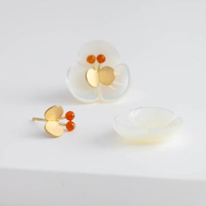 Plum flower carnelian butterfly earrings