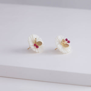 Daisy ruby butterfly earrings