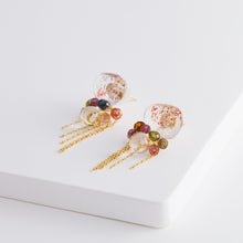 Load image into Gallery viewer, Fairy lepidocrocite in quartz and tourmaline earrings with chains - Kolekto 
