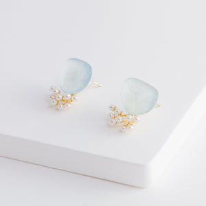 Fairy aquamarine and pearl earrings - Kolekto 