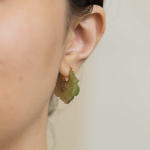 Crest red moss agate lotus earrings - Kolekto 
