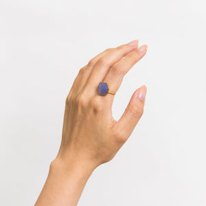 Cube blue chalcedony ring - Kolekto 